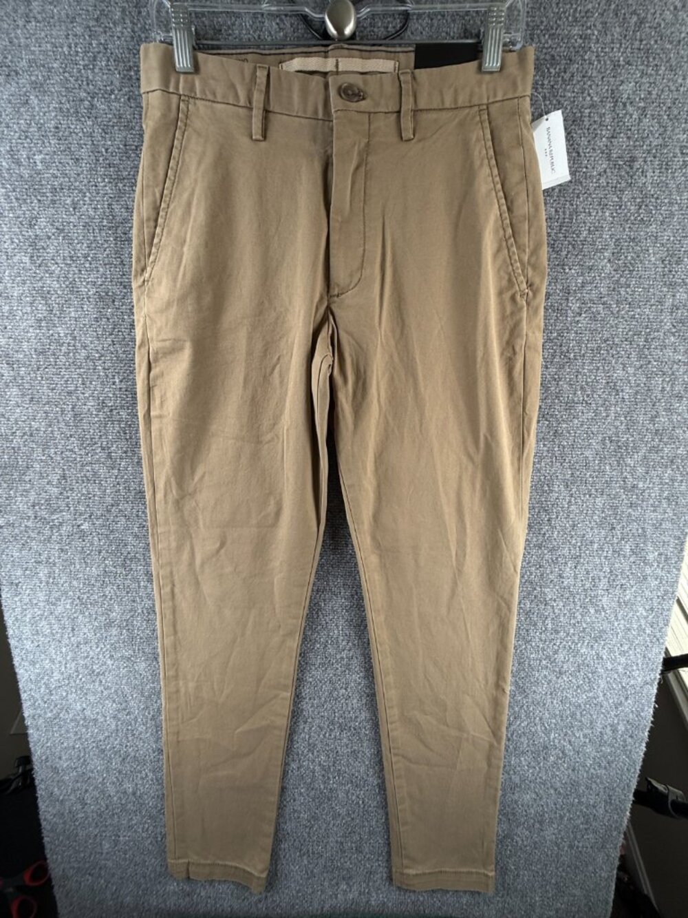 NWT BANANA REPUBLIC Lived In Chino Pants Brown 28x32 Men Cotton Stretch Slim